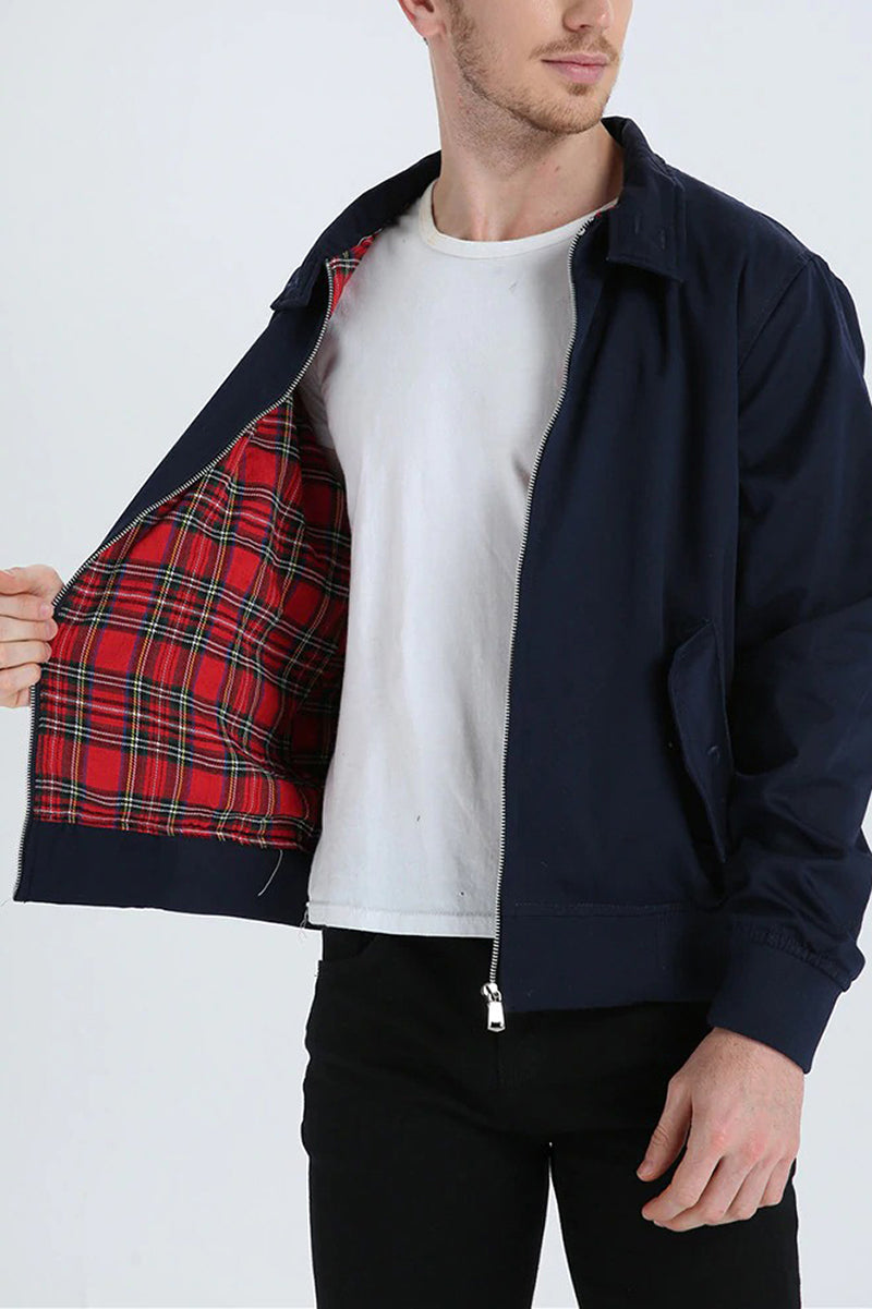 Front view of a stylish men's Harrington jacket, versatile outerwear