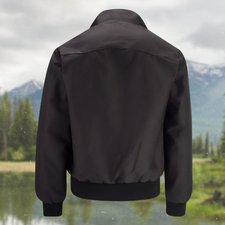 Back view of a men's versatile Harrington jacket, everyday jacket style