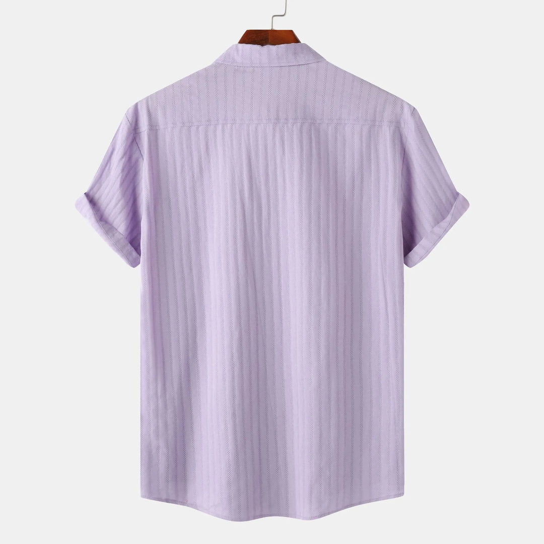 Classic solid color men's short sleeve collared shirt