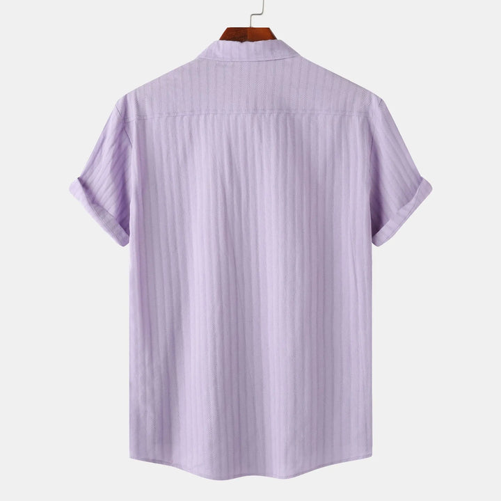 Classic solid color men's short sleeve collared shirt