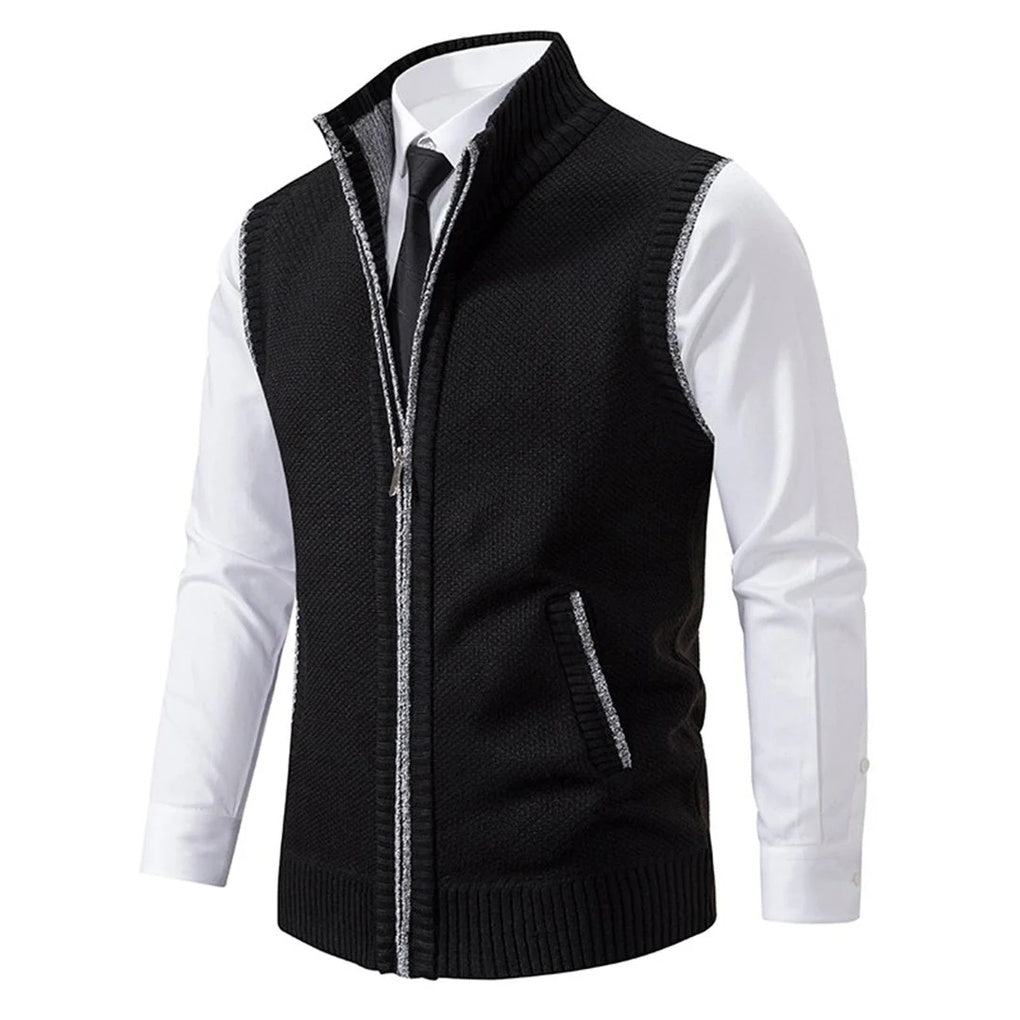 Men's slim fit business vest in solid color, perfect for sharp business attire or formal events. Tailored waistcoat.