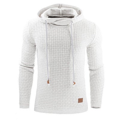 Man wearing a stylish slim fit knit hoodie, perfect for casual wear.