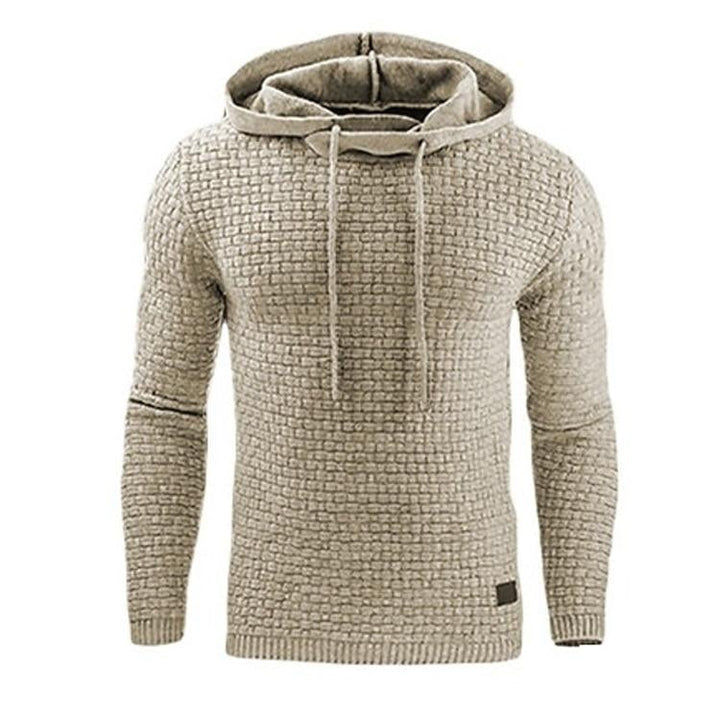 Versatile men's long sleeve pullover hoodie, ideal for layering.