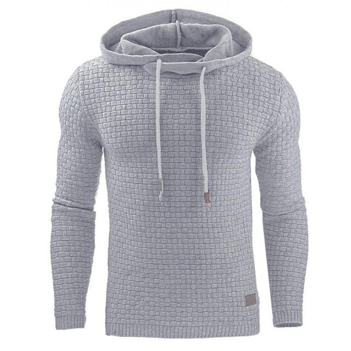 Comfortable and modern men's knit hooded sweatshirt in a slim fit.