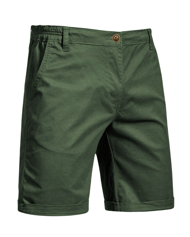 Front view of men's breathable summer chino shorts with pockets.