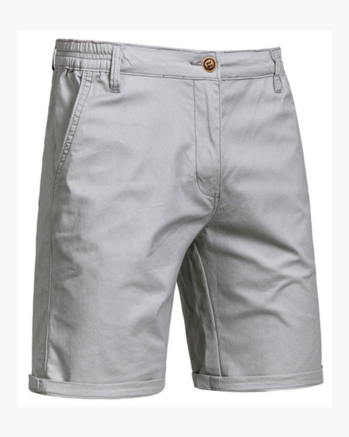 Lifestyle image of men in comfortable smart casual chino shorts outdoors.