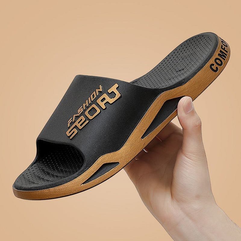 Comfortable men's slip-on sandals, perfect for casual summer wear, beach days, or vacation footwear.