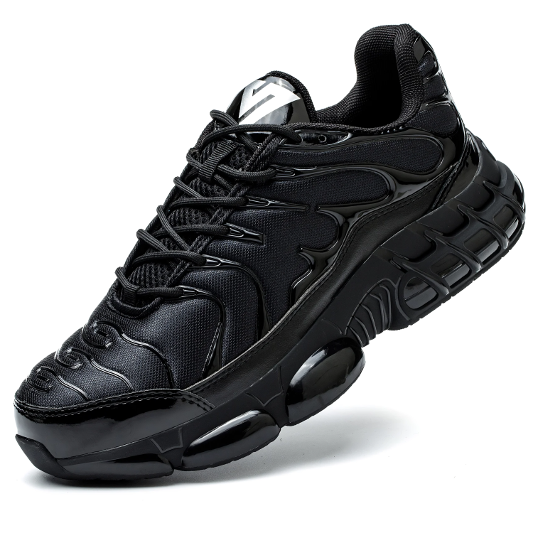 Protective construction shoes for men featuring a steel toe cap for enhanced safety.