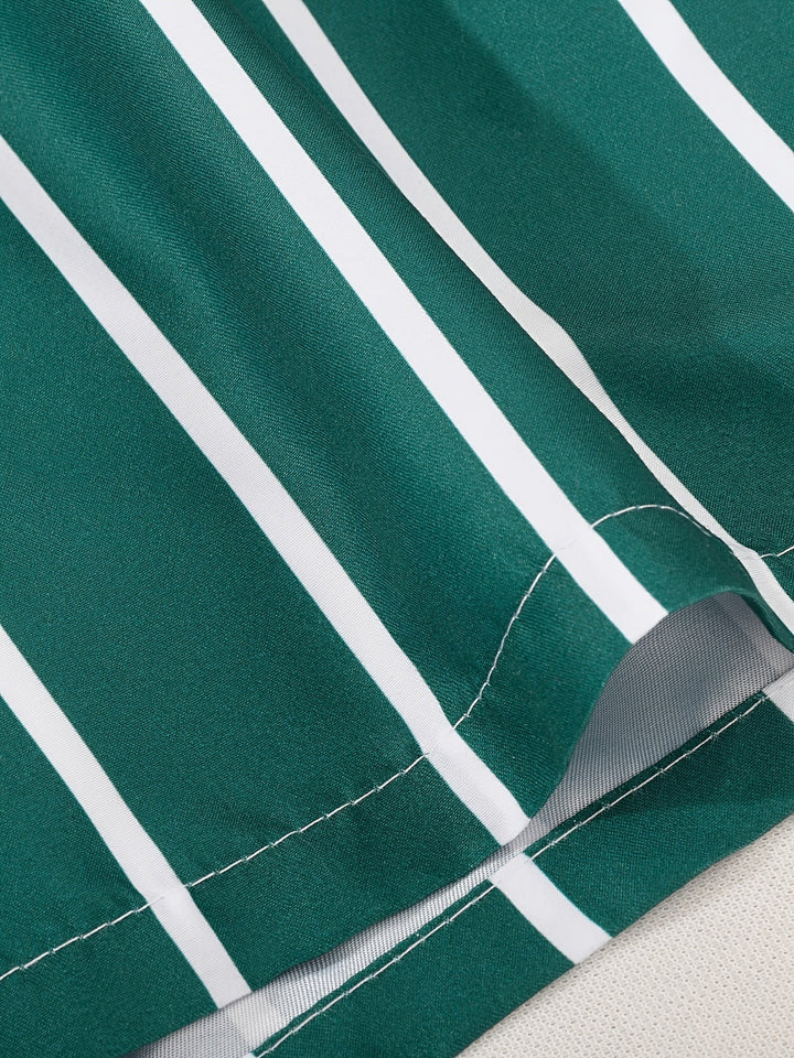 Men's knee-length striped drawstring shorts for active days