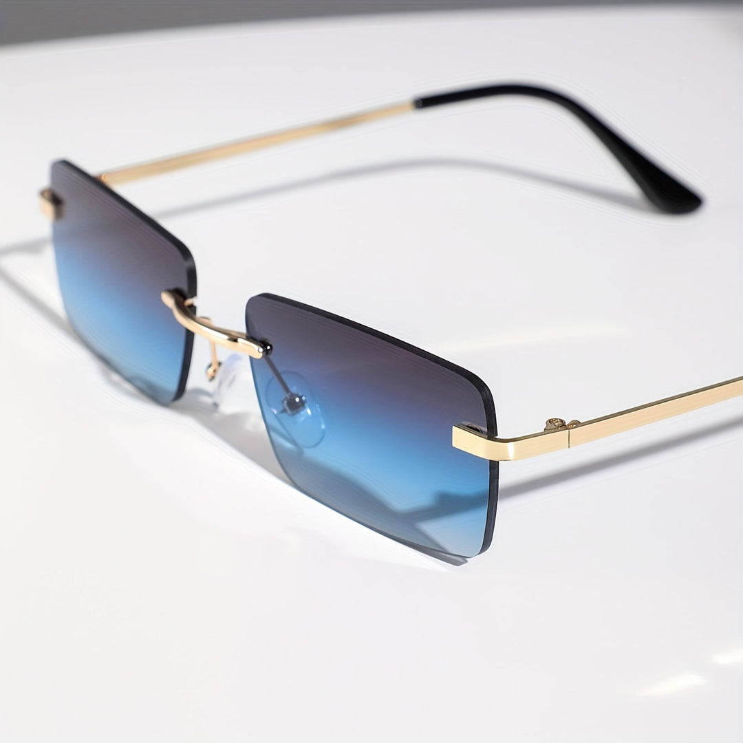 Stay stylish & protected with these lightweight men's frameless sunglasses. Modern design, full UV protection.