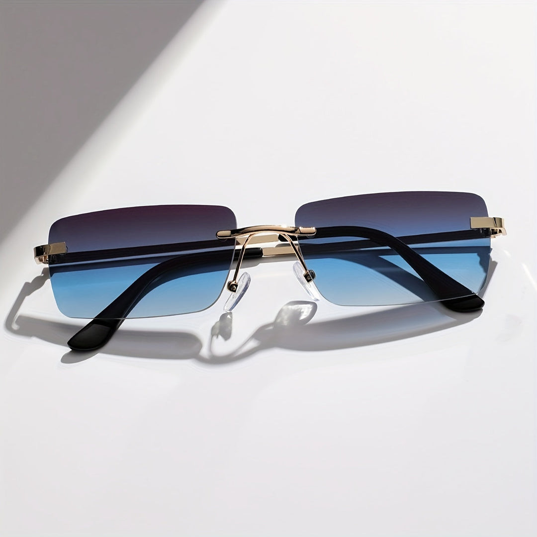Essential men's frameless eyewear: modern style, lightweight comfort, and complete UV protection for all seasons.