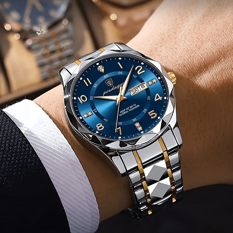 Detail of the chronograph feature on a men's titanium sports watch, ideal for timing workouts.