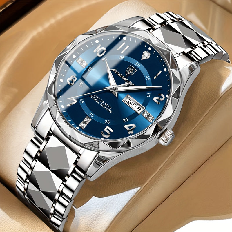 Gift idea: Men's titanium sports watch with chronograph and dual display, a perfect present for him.