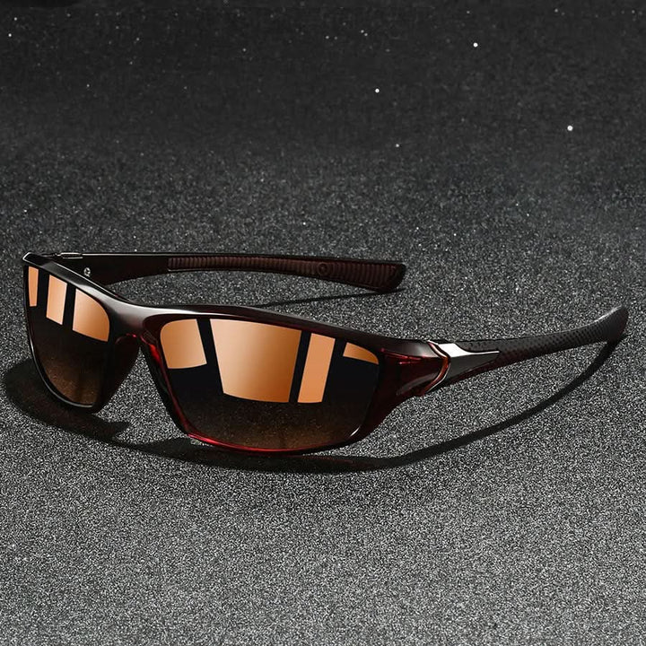 Men's UV400 polarized sunglasses for running. Lightweight frame, rubberized temples for secure, comfortable fit.