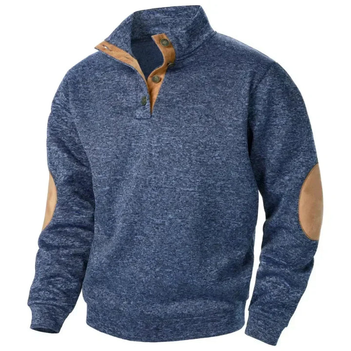 Front view of a black men's V-neck sweatshirt, highlighting its modern fit.