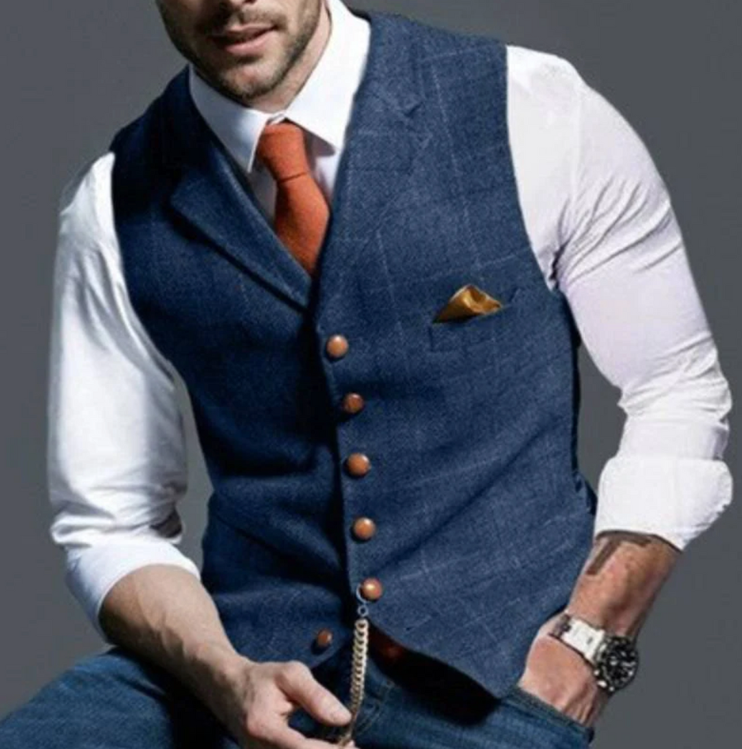 Men's vintage style vest, classic tailored fit for smart casual wear.