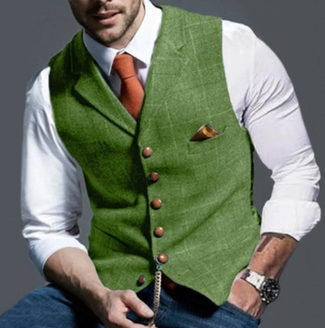 Versatile men's vintage vest, ideal for both formal events and everyday smart casual dressing.