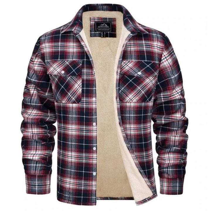 Men's stylish plaid winter jacket with a warm lining. Essential outerwear for cold weather and layering.