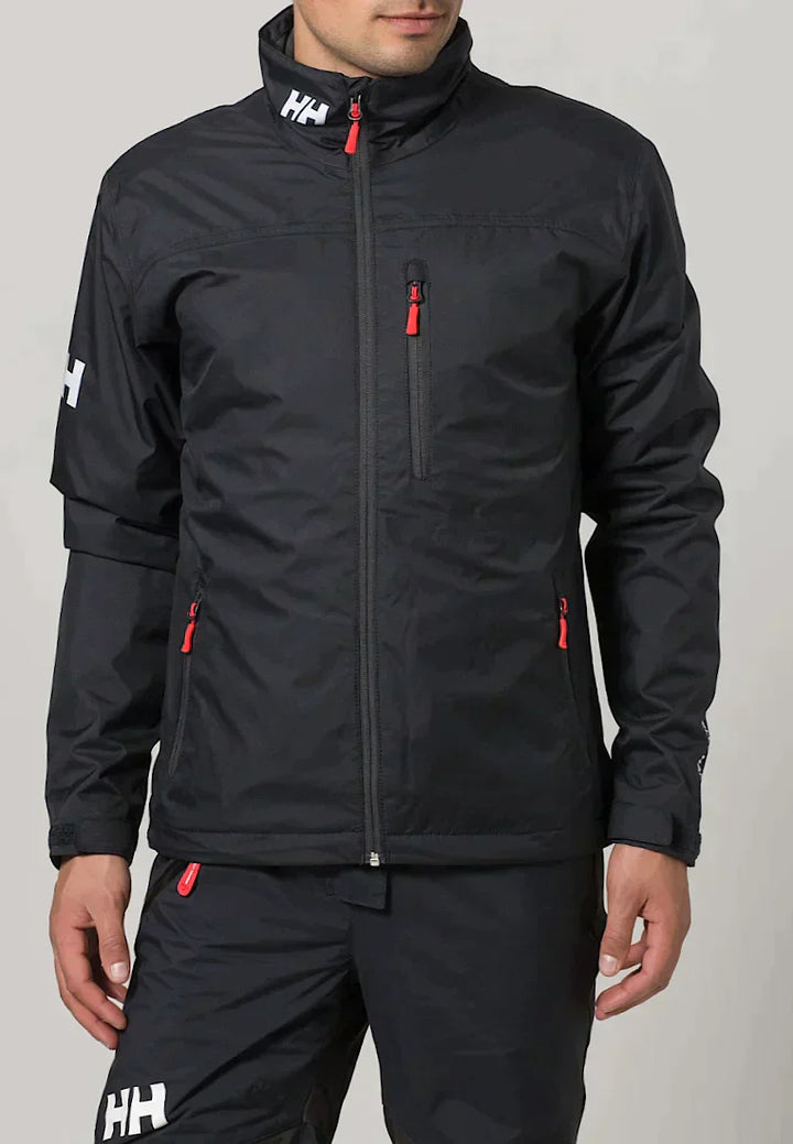 Men's water-resistant zip-up jacket with collar in black