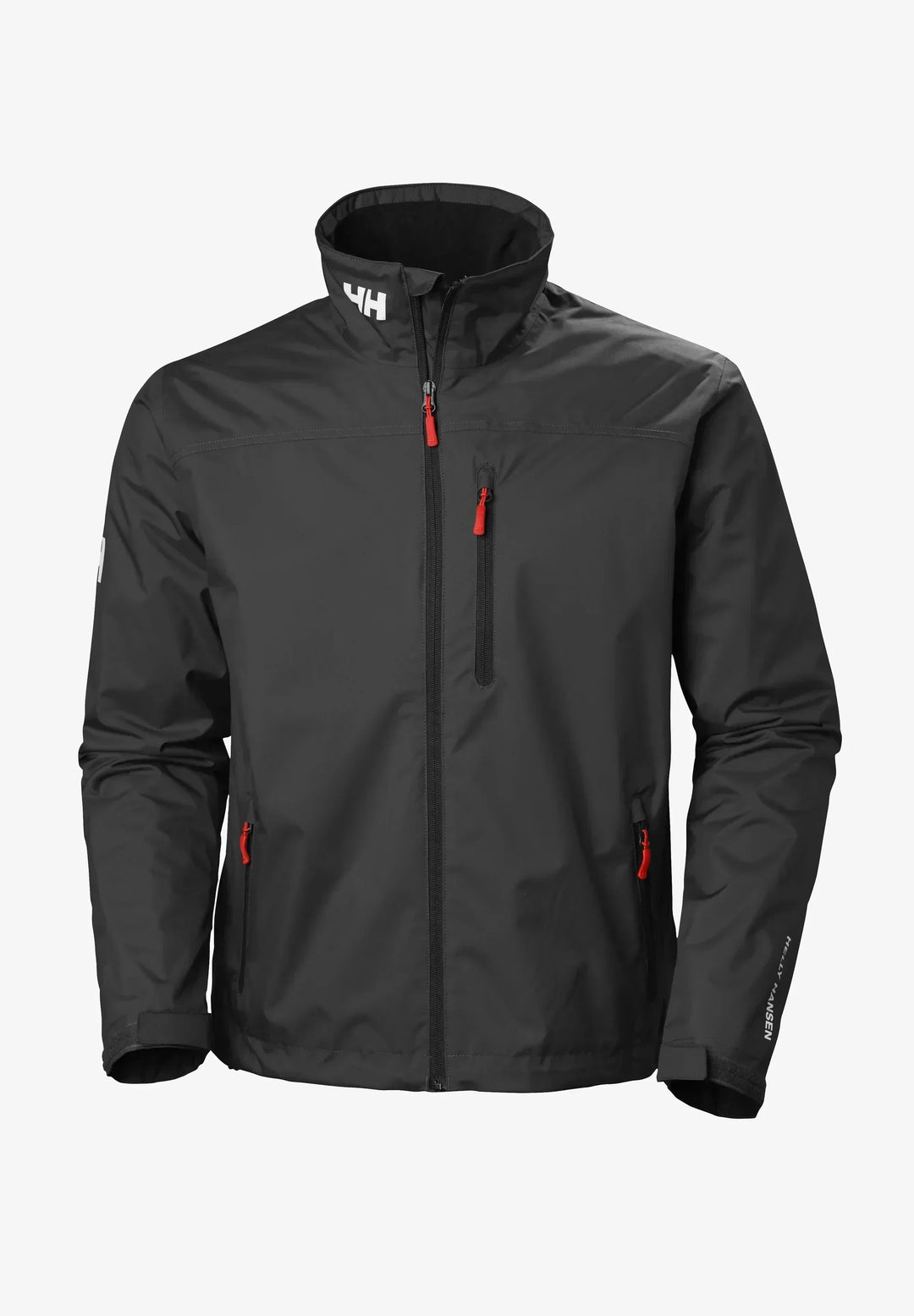 Close-up of the collar detail on a men's water-resistant jacket