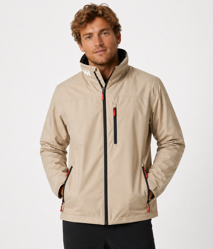 Detailed view of the zipper and fabric on a men's collar jacket