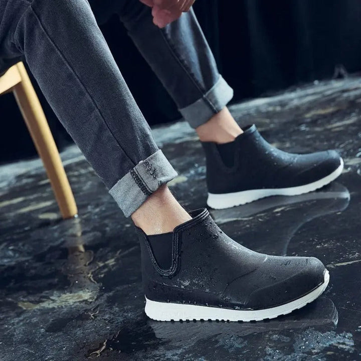 Men's waterproof slip-on rain boots, durable & lightweight for all-day comfort