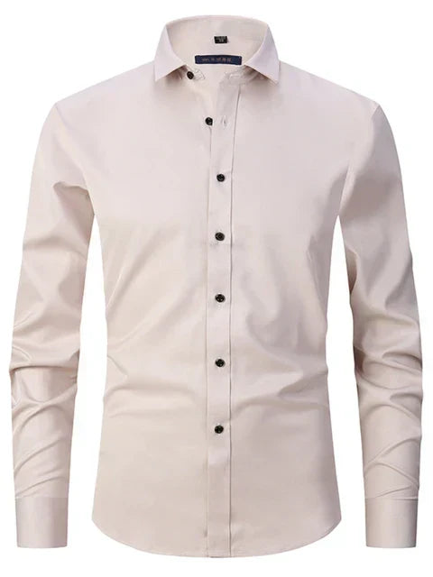 Stylish men's dress shirt with wrinkle-free stretch fabric, perfect for office or events.