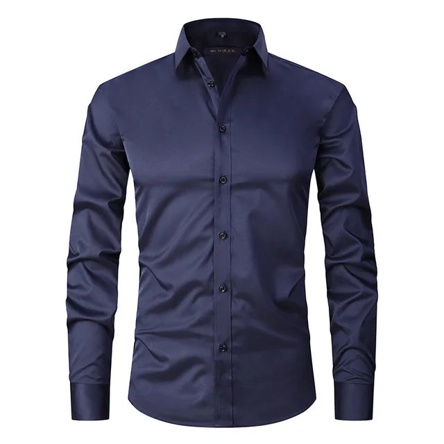 Noah men's slim fit stretch dress shirt, offering superior comfort and a sharp look.