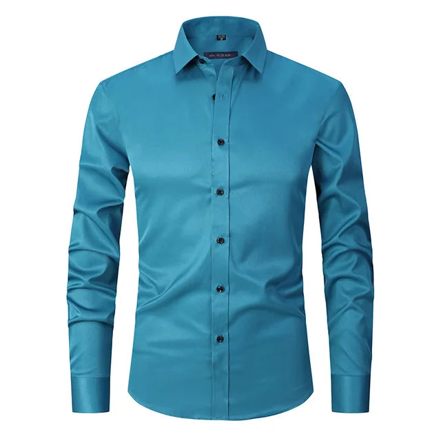 Versatile men's formal shirt, featuring wrinkle-resistant stretch material for easy care.