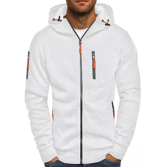 Men's zip-up workwear hoodie in charcoal grey, ideal for everyday comfort.