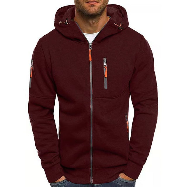 Back view of a men's workwear hoodie, showing classic hooded sweatshirt design.