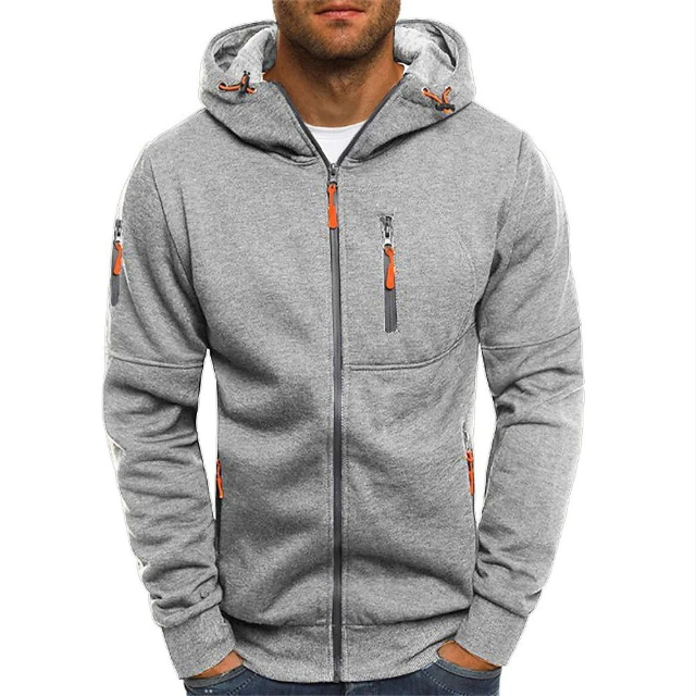 Detailed shot of the soft fabric on a men's comfortable everyday hoodie.