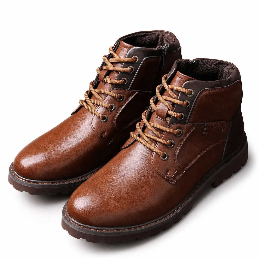 Men's lace-up and side-zip ankle work boots, perfect for everyday wear, offering comfort and support.