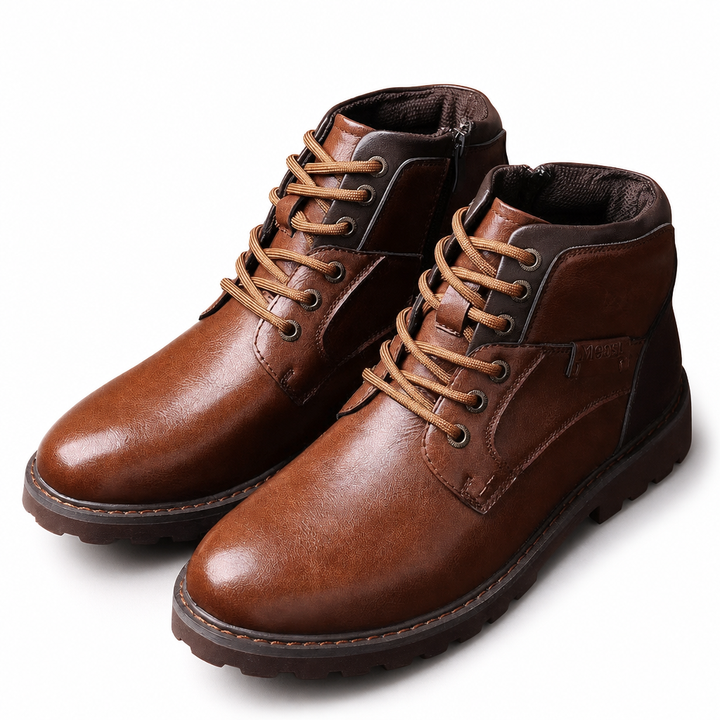 Men's lace-up and side-zip ankle work boots, perfect for everyday wear, offering comfort and support.