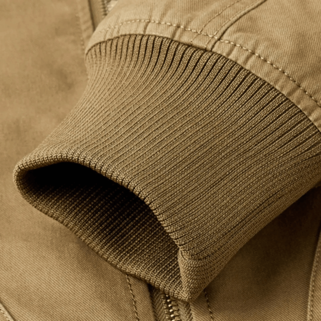 Back view: Men's aviator bomber jacket, showcasing the classic silhouette. A versatile piece of men's outerwear.