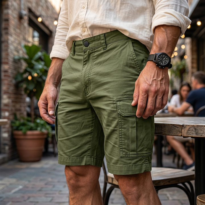 Men's warm weather cargo shorts with multi-pockets, offering comfort and utility for all summer activities.