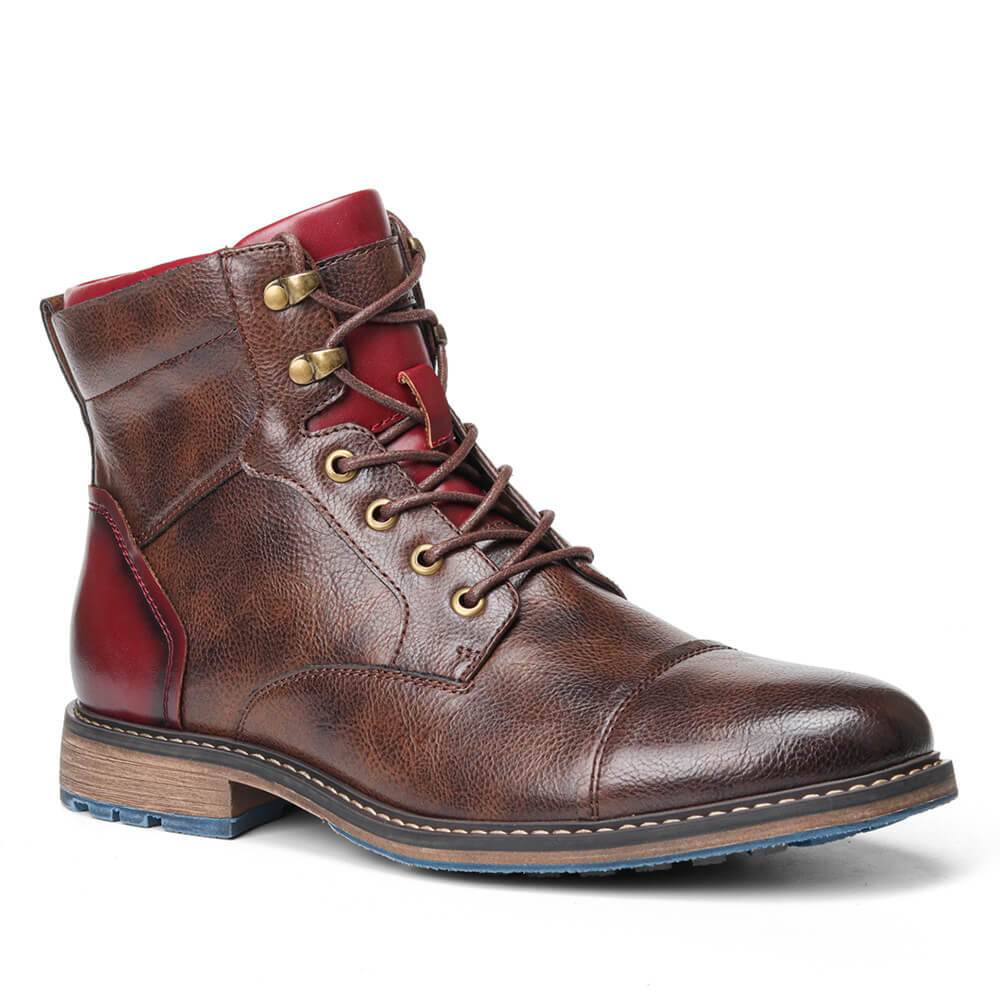 Men's rugged lace-up ankle cowboy boots for work & casual wear; durable western style footwear.