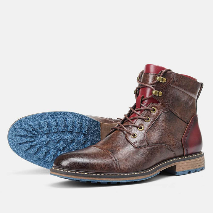 Men's rugged lace-up ankle cowboy boots; durable western work style, ideal for casual fashion.