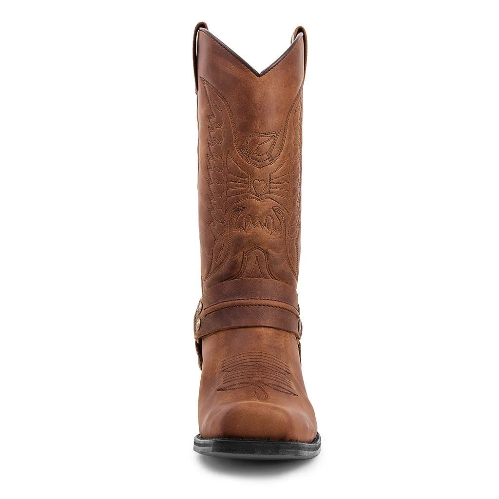 Rugged pull-on men's square toe cowboy boots, western fashion, perfect for country style & daily wear.