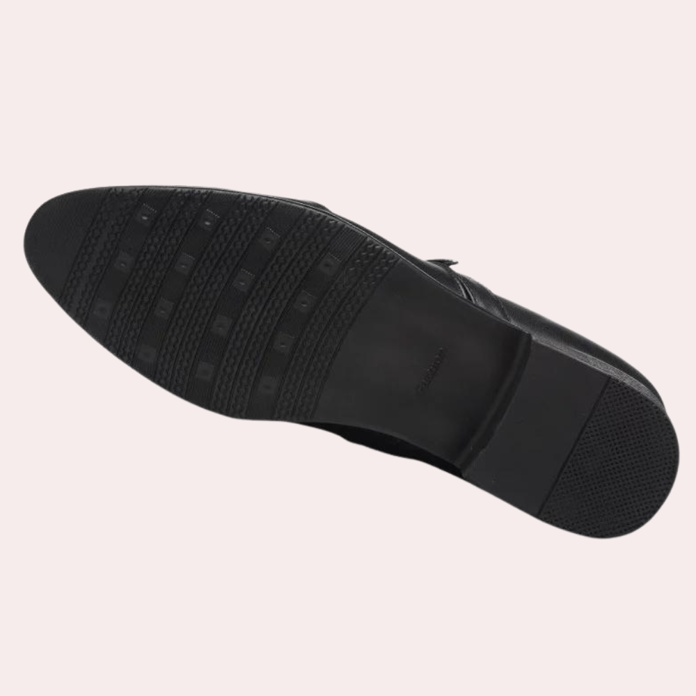 Elegant men's leather slip-on dress shoes, perfect formal footwear for weddings, business meetings, and special events.