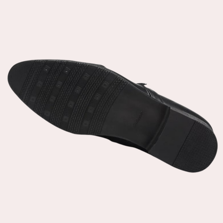 Elegant men's leather slip-on dress shoes, perfect formal footwear for weddings, business meetings, and special events.