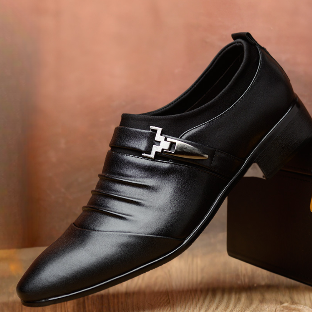Premium leather men's classic slip-on loafers, polished for versatile formal, business, or sophisticated casual outfits.