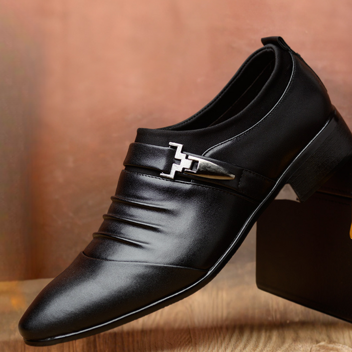 Premium leather men's classic slip-on loafers, polished for versatile formal, business, or sophisticated casual outfits.