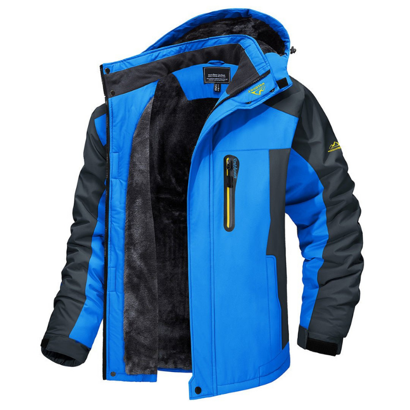 Insulated men's Everest winter jacket. Waterproof outdoor wear, ideal for hiking and extreme cold weather exploration.