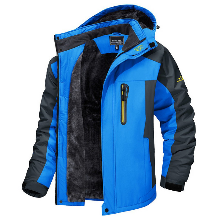 Insulated men's Everest winter jacket. Waterproof outdoor wear, ideal for hiking and extreme cold weather exploration.