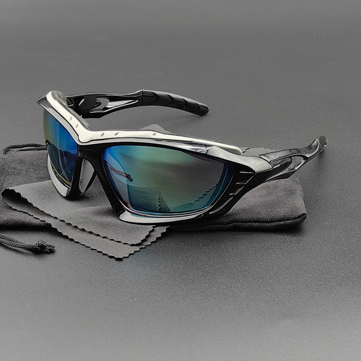 Athletic men's wraparound sunglasses, ideal for outdoor activities, cycling, running, and sports.