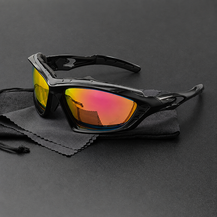 High-performance men's wraparound sport sunglasses, ensuring superior protection for outdoor cycling & running.