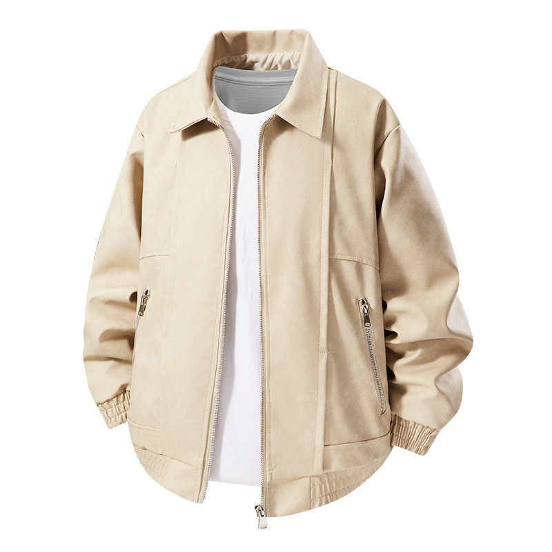Comfortable oversized men's suede bomber jacket with full zip and elastic cuffs, ideal for everyday.
