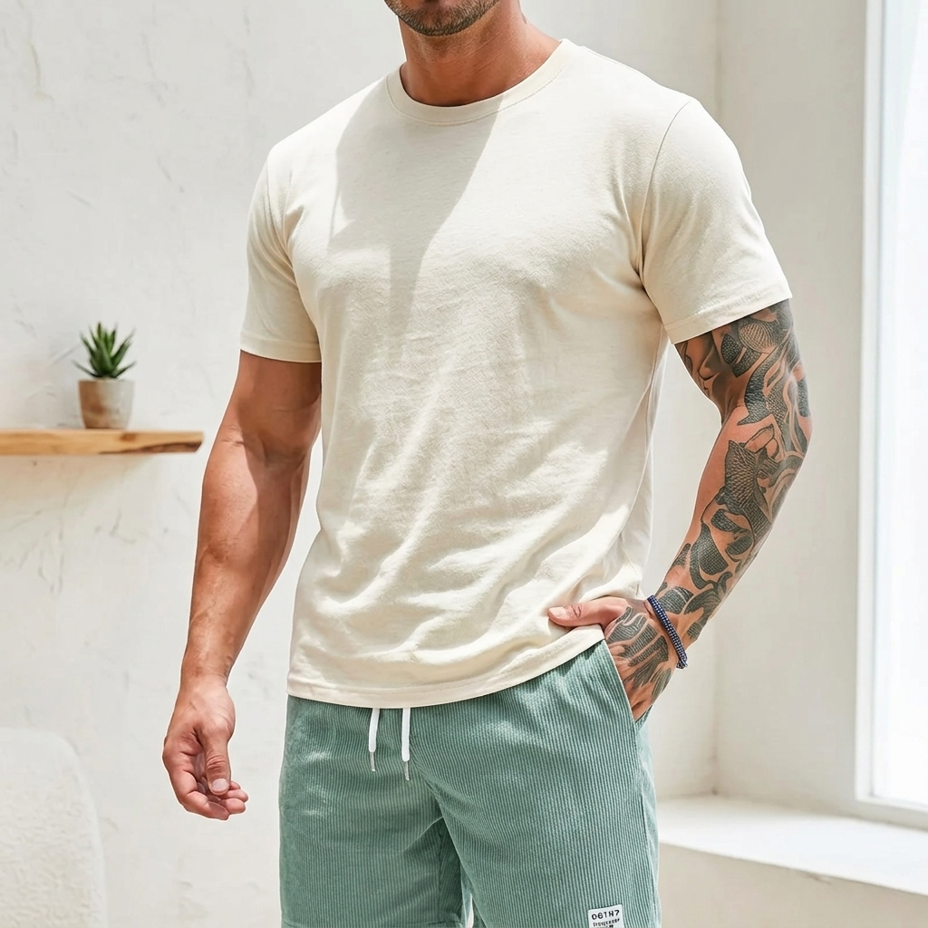 Men's comfortable swim shorts, elastic waist design for active days at the beach or pool.