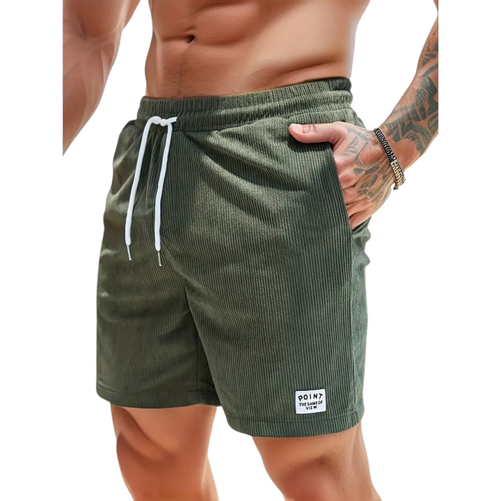 Men's beach shorts, featuring elastic waist & drawstring for ultimate comfort & style.
